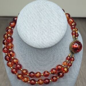 Vintage Amber Lucite Choker Necklace
